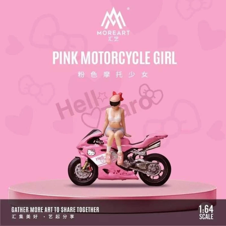 MoreArt Pink Motorcycle Girl Set 1:64 przód