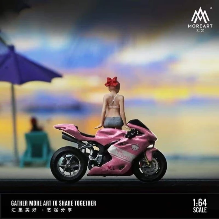 MoreArt Pink Motorcycle Girl Set 1:64 tył