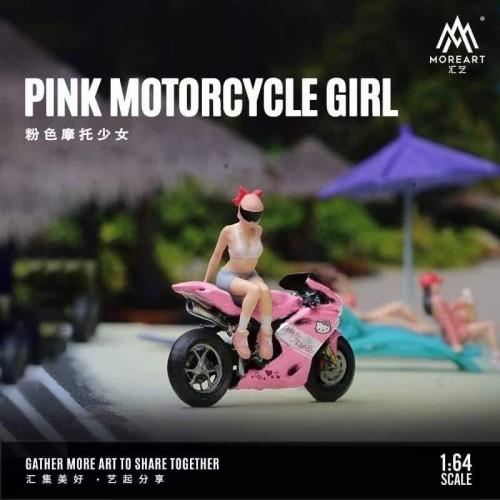 MoreArt Pink Motorcycle Girl Set 1:64 przód detal