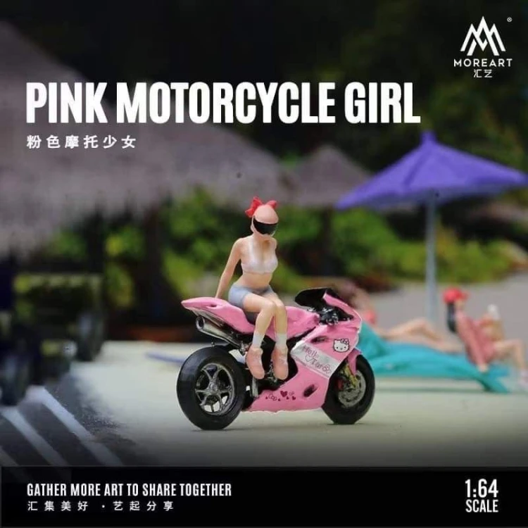 MoreArt Pink Motorcycle Girl Set 1:64 przód detal