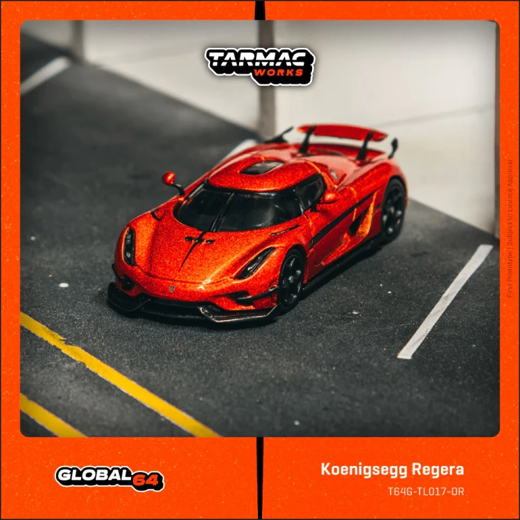 armac Works Koenigsegg Regera Orange Metallic / Black Stripes 1:64 scena