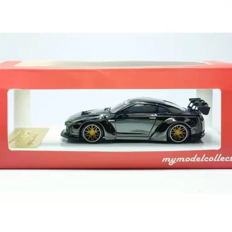 My Model Collect Nissan GT-R R35 Liberty Walk Chrome Gun Grey 1:64 box