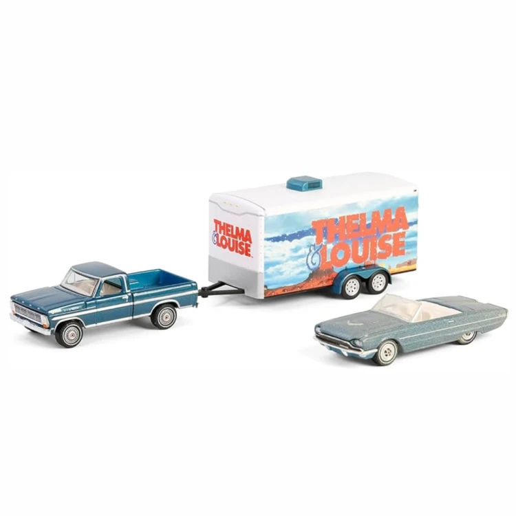 Greenlight 1967 Ford F-250 &amp; 1966 Ford Thunderbird convertible - trailer 1:64 przód