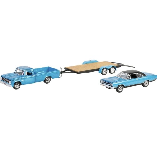 Greenlight 1967 Dodge D-200 &amp; 1969 Plymouth GTX - trailer 1:64 przód