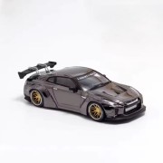 My Model Collect Nissan GT-R R35 Liberty Walk Chrome Gun Grey 1:64 przód