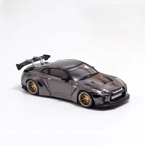 My Model Collect Nissan GT-R R35 Liberty Walk Chrome Gun Grey 1:64 przód