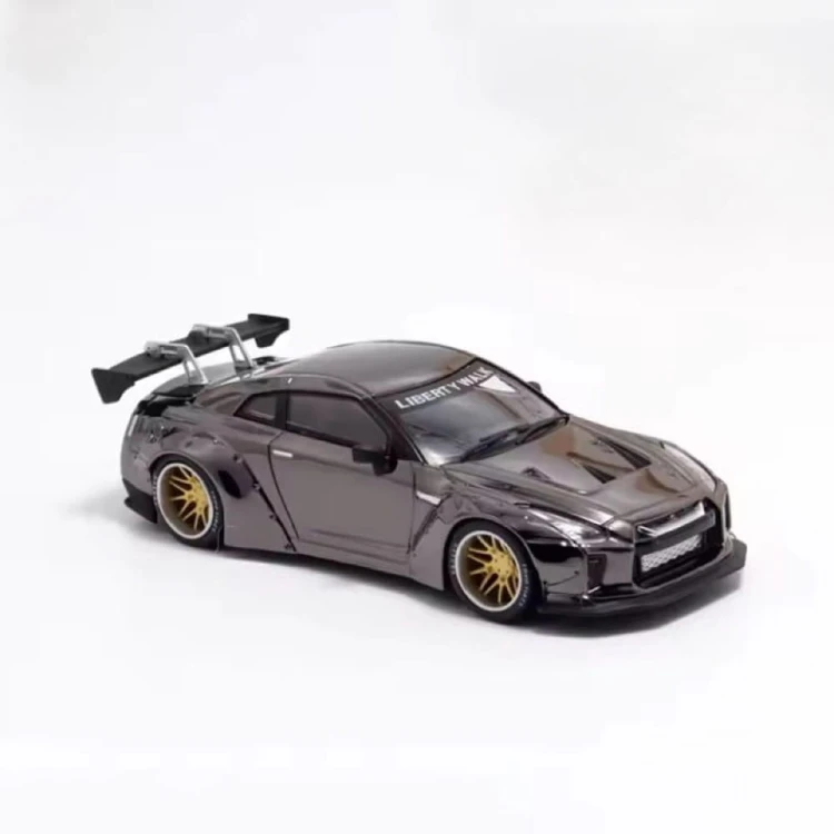 My Model Collect Nissan GT-R R35 Liberty Walk Chrome Gun Grey 1:64 przód
