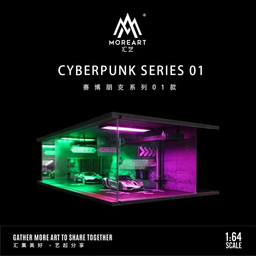 MoreArt Diorama Cyberpunk 01 Podświetlana LED 1:64 bok detal