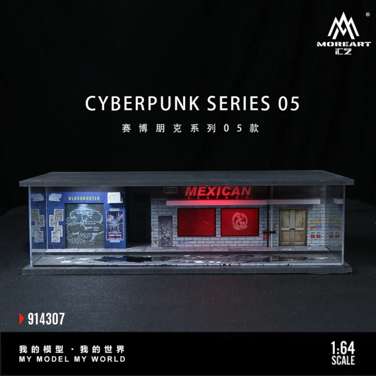 MoreArt Diorama Cyberpunk 05 Mexican Podświetlana LED 1:64 przód detal