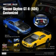 PREORDER Motorhelix Nissan Skyline GT-R (R34) Customized with GT Aero Kit, Bayside blue 1:64 plakat