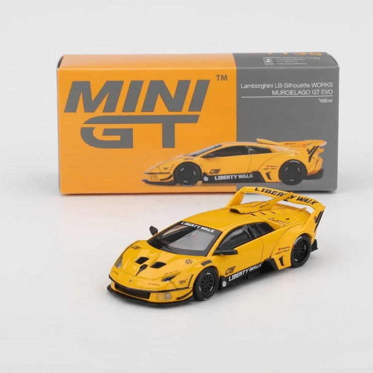MINI GT Lamborghini LB-Silhouette WORKS MURCIELAGO GT Evo Yellow 1:64 box