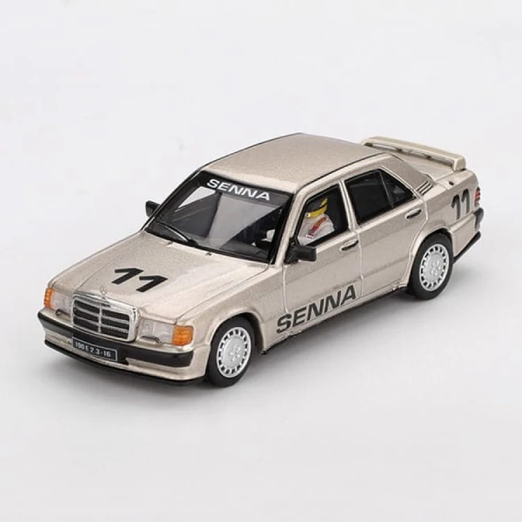 MINI GT Mercedes-Benz 190 E 2.3-16 #11 Ayrton Senna 1984 Nürburgring Race of Champions w/ Figure 1:64 przód