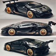 MINI GT LB★WORKS Lamborghini Aventador Limited Edition Matte Black 1:64 detal przód
