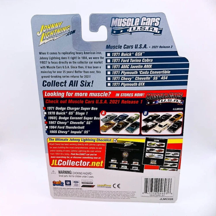 Johnny Lightning Chevy Chevelle 1971 SS 454 Niebieski 1:64 tył