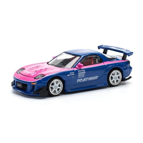 Pop Race Mazda RX7 Re Amemiya Widebody Blue Pink 1:64 przód