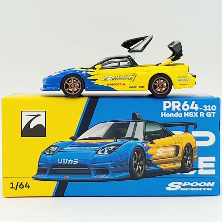Pop Race Honda NSX R GT Spoon Sports Yellow Blue 1:64 box bok