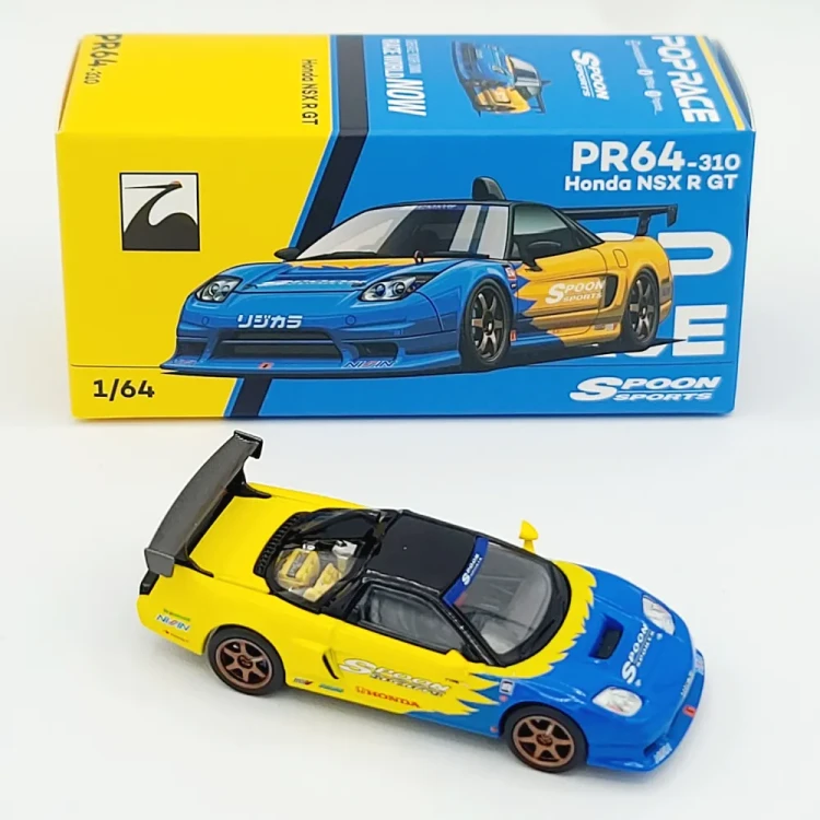 Pop Race Honda NSX R GT Spoon Sports Yellow Blue 1:64 box góra