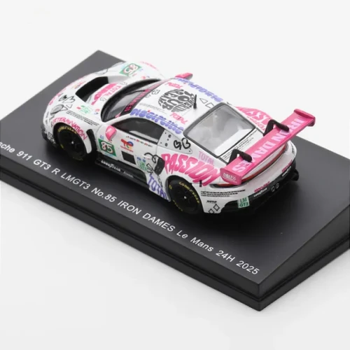 Spark Porsche 911 GT3 R LMGT3 No.85 IRON DAMES Le Mans 24H 2025 C. Martin - R. Frey - S. Bovy 1:64 tył