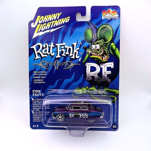Johnny Lightning Mercury 1949 Coupe Custom Rat Fink Purple 1:64 przód