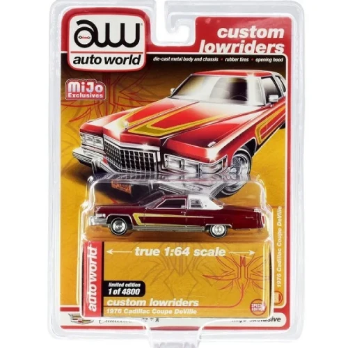 Auto World Cadillac Coupe deVille 1976 RED 1:64 przód