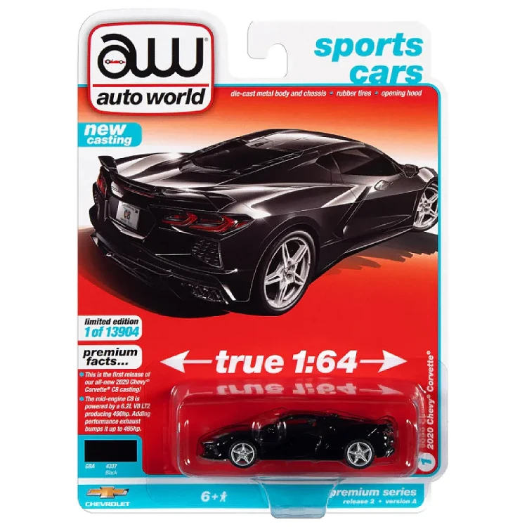Auto World 2020 Chevrolet Corvette Gloss Black 1:64 przód blister
