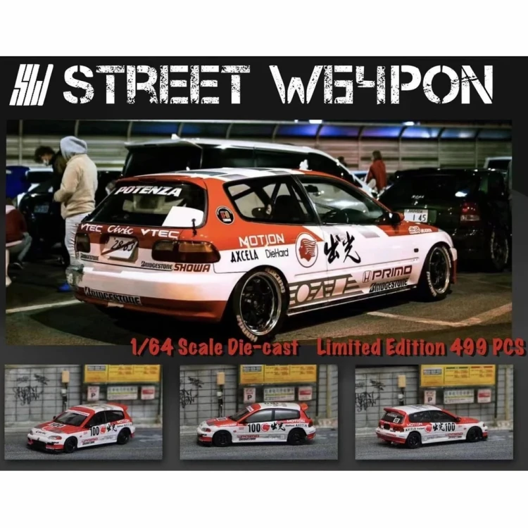 Street Weapon Honda Civic EG White &amp; Red 1:64 przód