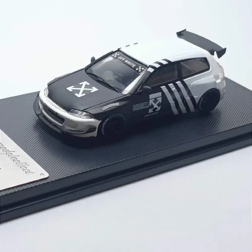 My Model Collect Honda Civic EG6 Mk5 Pandem Rocket Bunny Custom Off-White Edition 1:64 przód detal