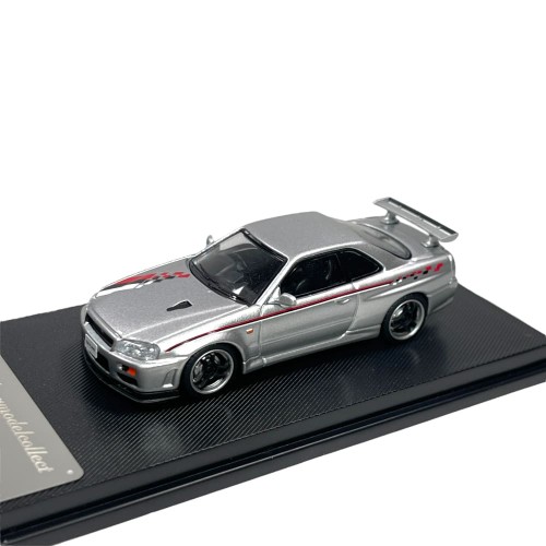 My Model Collect Nissan Skyline GT-R R34 V-Spec Nismo Livery Silver 1:64 przód
