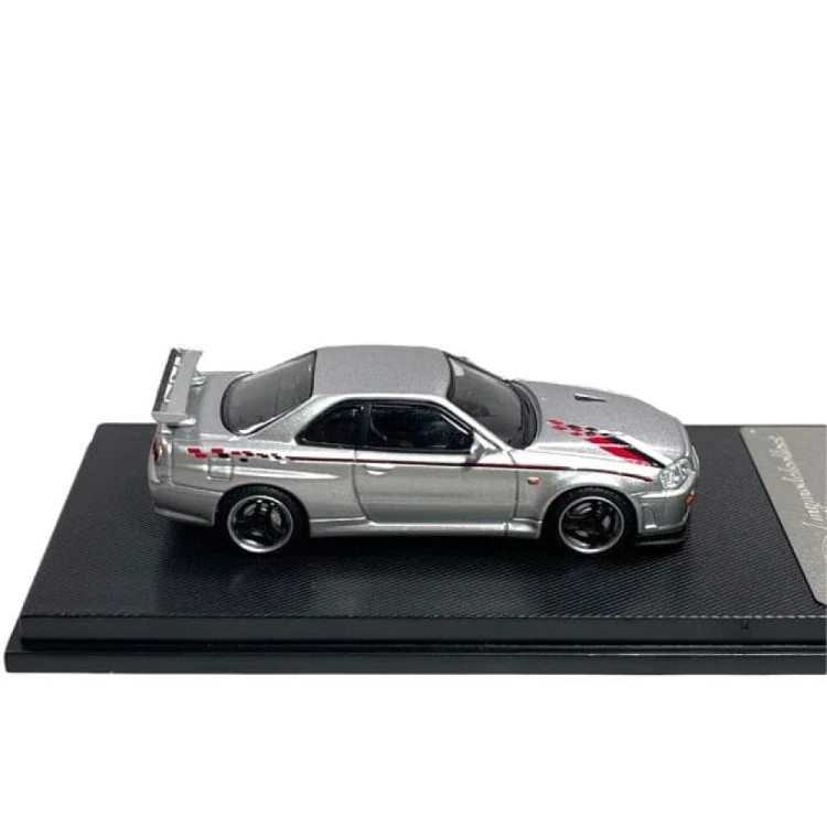 My Model Collect Nissan Skyline GT-R R34 V-Spec Nismo Livery Silver 1:64 bok