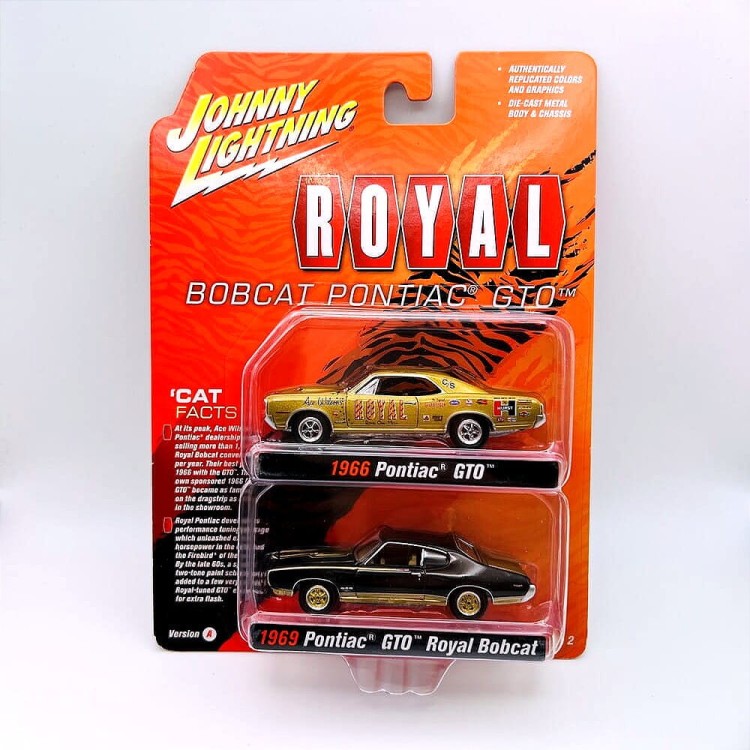 Johnny Lightning Pontiac Gto 1966 &amp; Gto 1969 Gold Black 1:64 przód