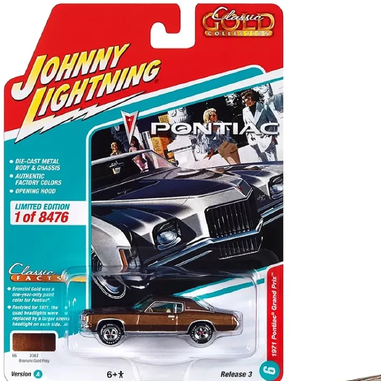 Johnny Lightning 1971 Pontiac Grand Prix Bronze Gold Metall 1:64 przód