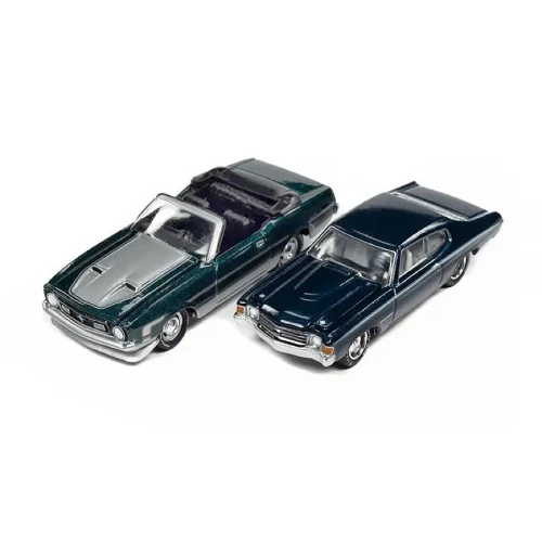 Johnny Lightning 1972 Ford Mustang Convertible &amp; Chevrolet Chevell 1:64 przód