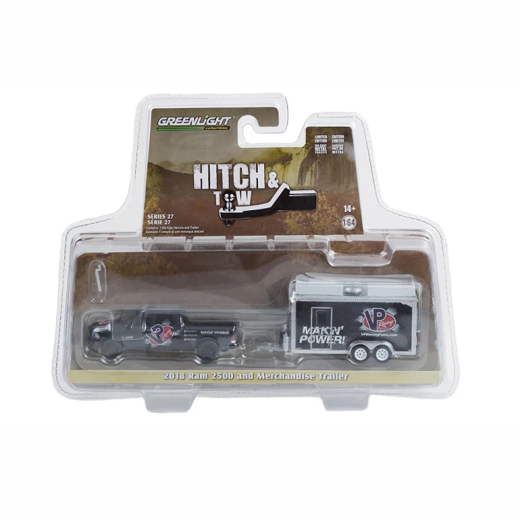 Greenlight 2018 Ram 2500 VP Racing Fuels Makin Power! and VP Racing Fuels Merchandise Trailer 1:64 przód