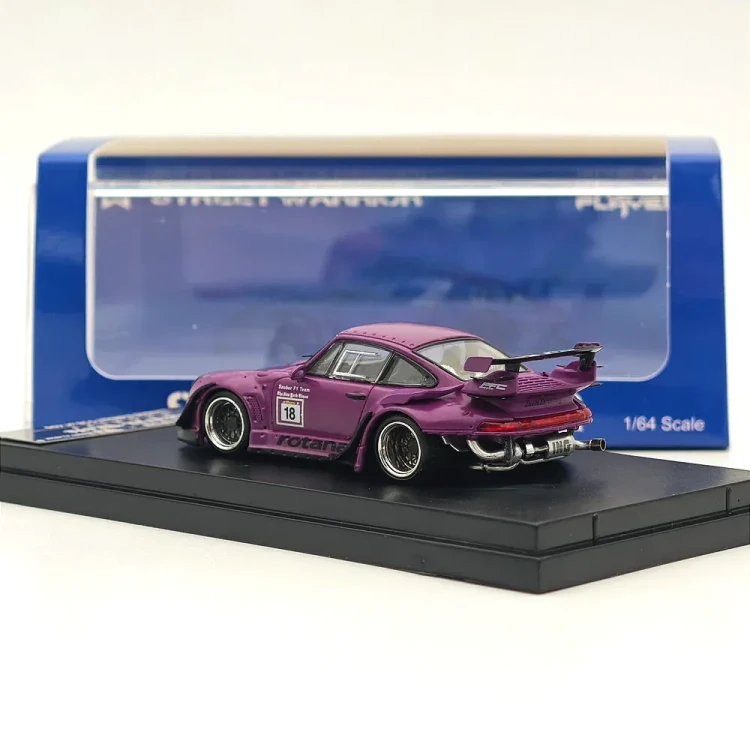 Street Weapon Porsche 911 RWB 993 #18 Racing Matte Purple 1:64 tył