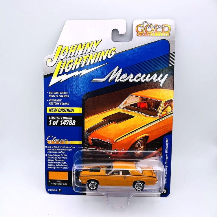 Johnny Lightning Mercury 1970 Cougar Eliminator Gold 1:64 przód