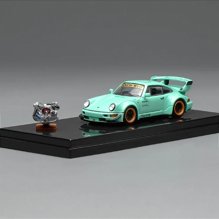 PREORDER Motorhelix Porsche 911 964 RWB Tiffany Blue 1:64 przód