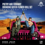 MoreArt Figurki POETRY AND FARAWAY DRINKING SISTER FLOWER DOLL SET 1:64 bok scena