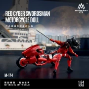 MoreArt Red Cyber Swordsman Motorcycle 1:64 bok scena
