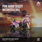 MoreArt Anime Beauty Motorcycle Doll Set Pink 1:64 resin przód scena