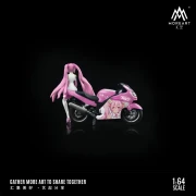 MoreArt Anime Beauty Motorcycle Doll Set Pink 1:64 resin tył