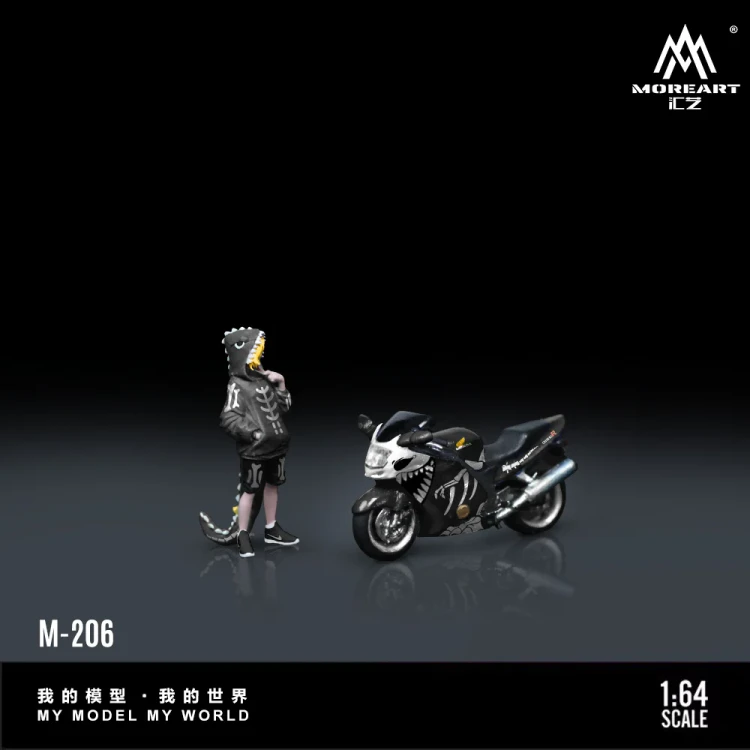 MoreArt Honda CBR1100XX Dinosaur Motorcycle &amp; Doll 1:64 przód detal