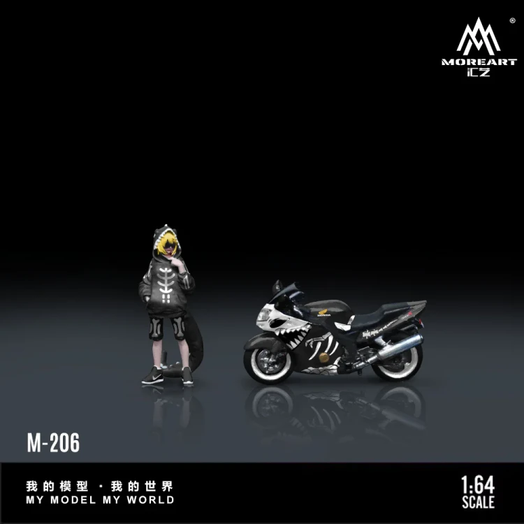 MoreArt Honda CBR1100XX Dinosaur Motorcycle &amp; Doll 1:64 bok