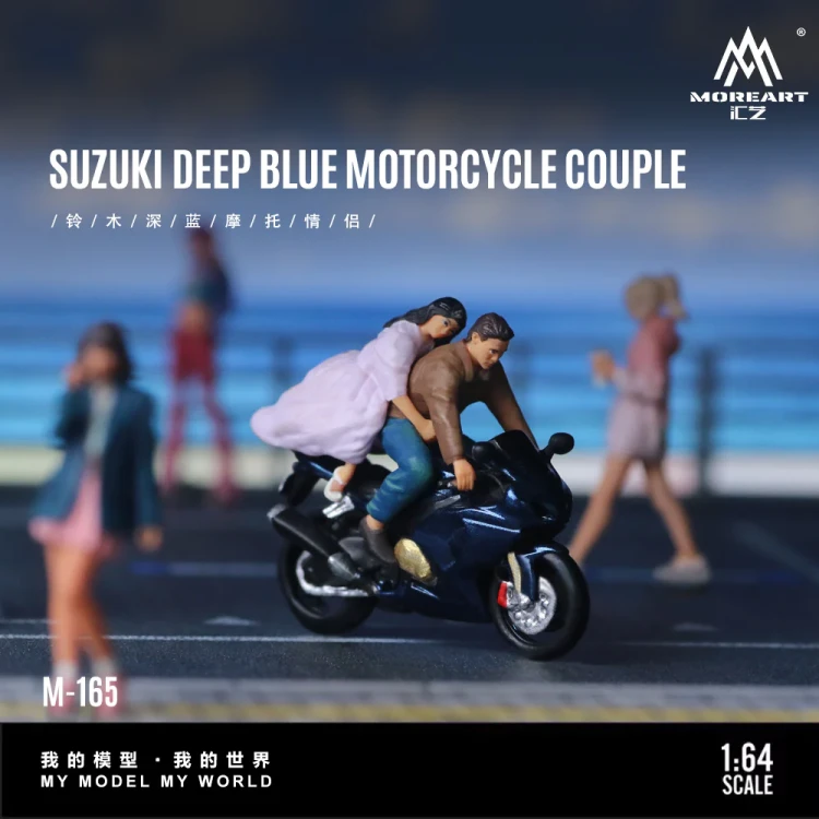 MoreArt SUZUKI DEEP BLUE MOTORCYCLE COUPLE 1:64 przód