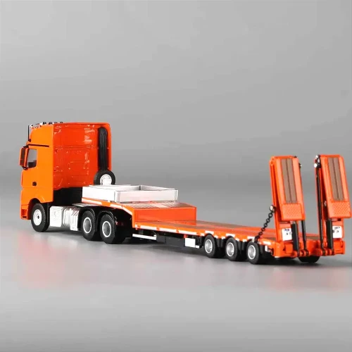PERKA Mercedes Benz Flatbed Transport Trailer Orange 1:64 tył
