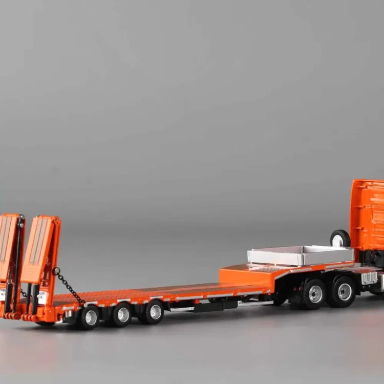 PERKA Mercedes Benz Flatbed Transport Trailer Orange 1:64 tył detal
