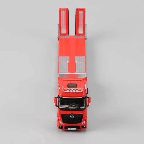 PERKA Mercedes Benz Flatbed Transport Trailer RED 1:64 góra