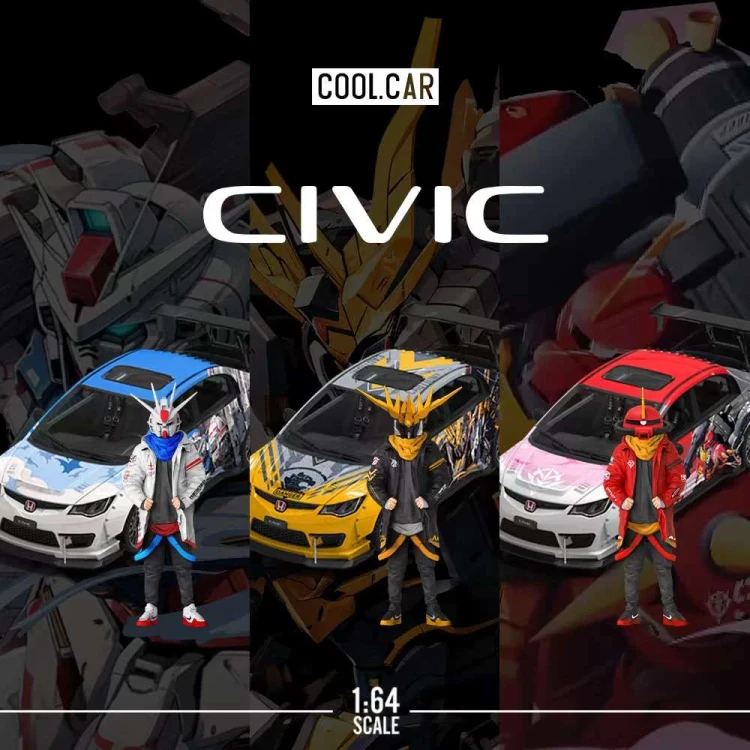 Cool.Car Honda Civic Gundam Series White z Figurką 1:64 seria