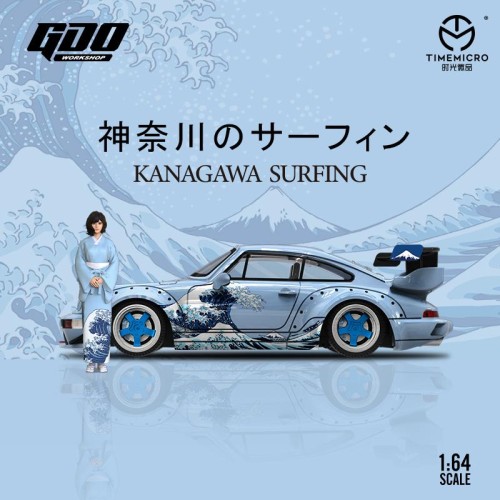 Time Micro x GDO Rauh-Welt RWB Porsche 964 + Figurka Kanagawa 1:64 bok detal