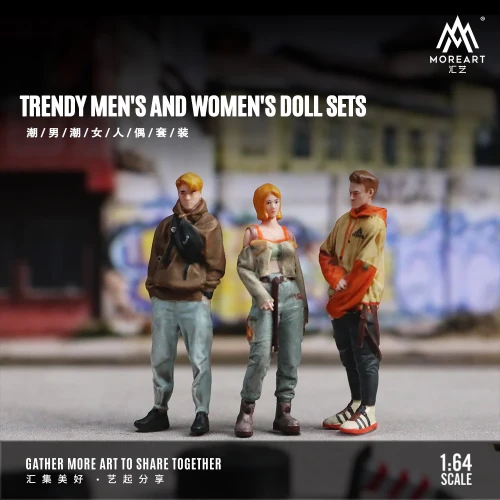 MoreArt Figurki TRENDY MEN'S AND WOMEN'S DOLL SETS 1:64 bok scena