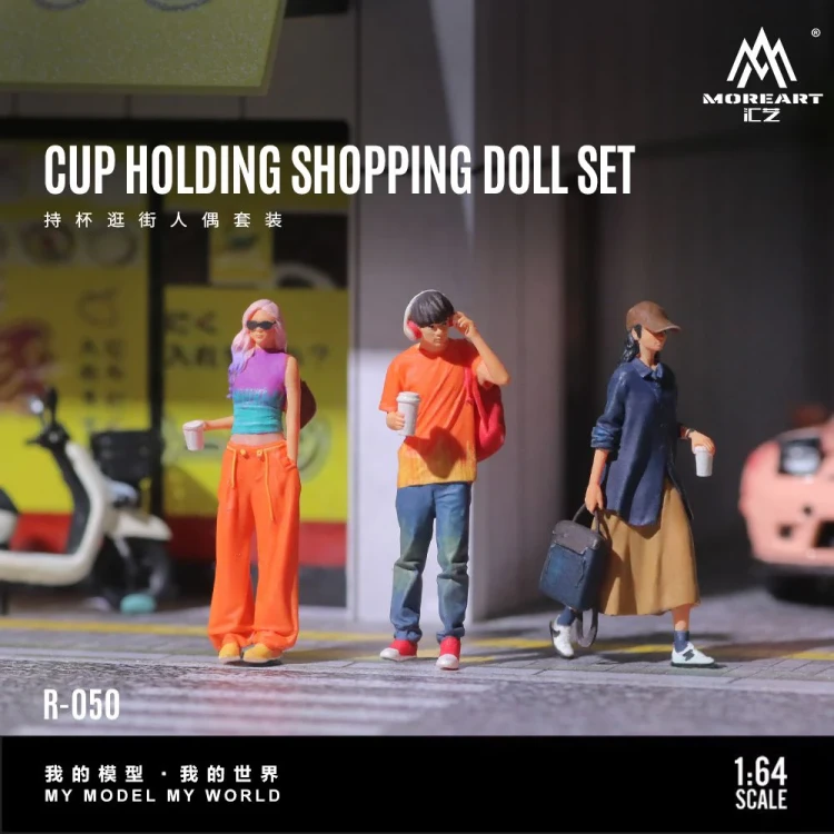 MoreArt Figurki Cup Holding Shopping Doll Set 1:64 przód